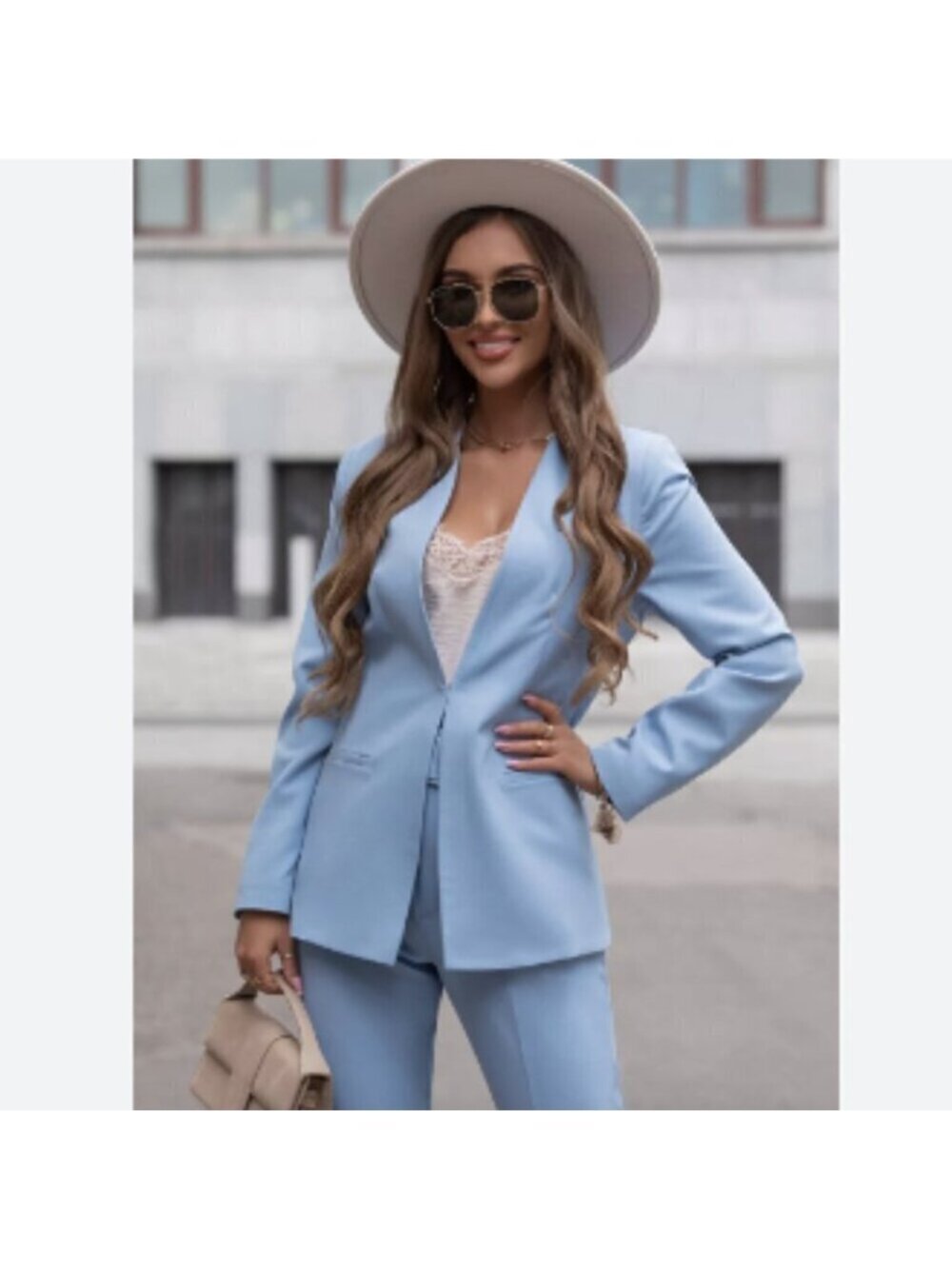 Zara Bloggers Fav Lapelless Fitted Blazer Blue M - Picture 4 of 16